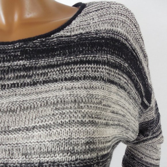 EILEEN FISHER Sweater L Black/Tan Casual Relaxed Cropped Linen Wool Long Sleeves - Picture 4 of 12